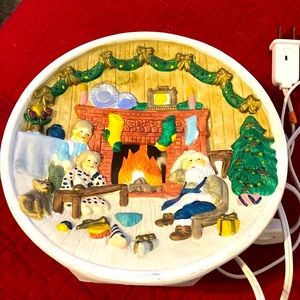 Vintage Christmas light up plate